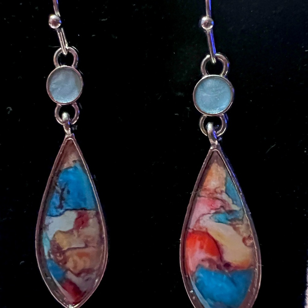 Skinny Teardrop Stone Earrings